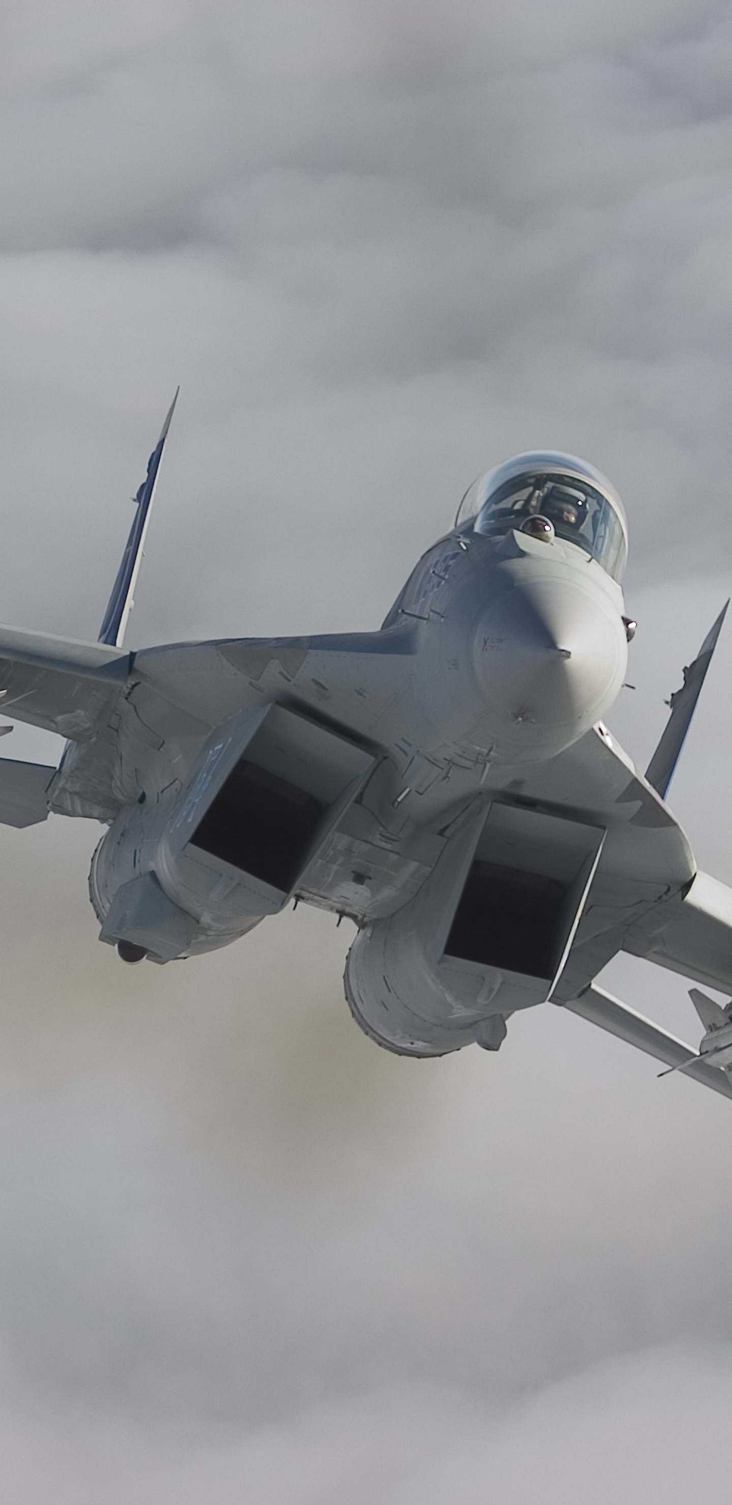 Gray Fighter Plane Flying in The Sky. Wallpaper in 1440x2960 Resolution