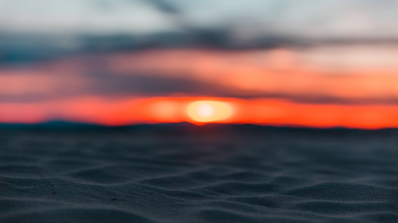 Sunset, Sunrise, Desert, Horizon, Water. Wallpaper in 1366x768 Resolution