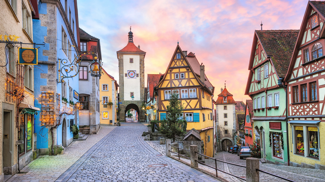 罗滕堡, 区, 浪漫的路, 街, 城市 壁纸 1280x720 允许
