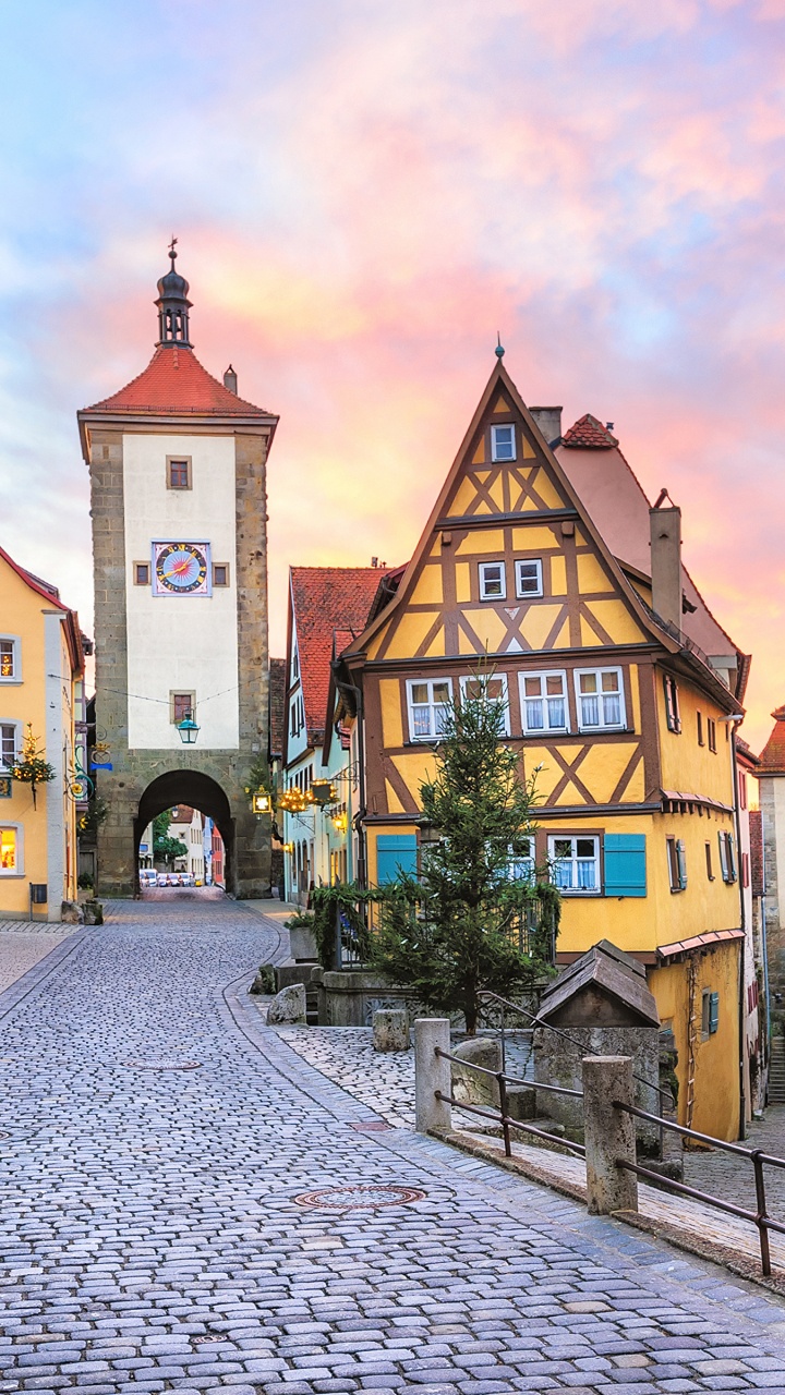 罗滕堡, 区, 浪漫的路, 街, 城市 壁纸 720x1280 允许