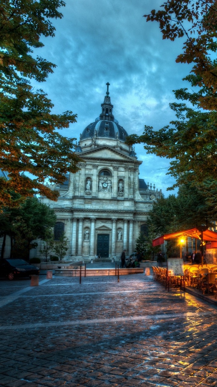 Personnes Marchant Sur le Trottoir Près Des Arbres et Construisant Pendant la Journée. Wallpaper in 720x1280 Resolution