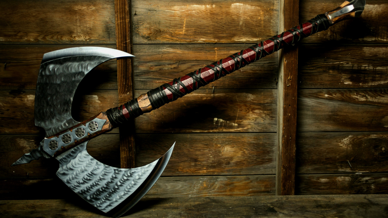 Red and Black Metal Pipe on Brown Wooden Surface. Wallpaper in 1280x720 Resolution