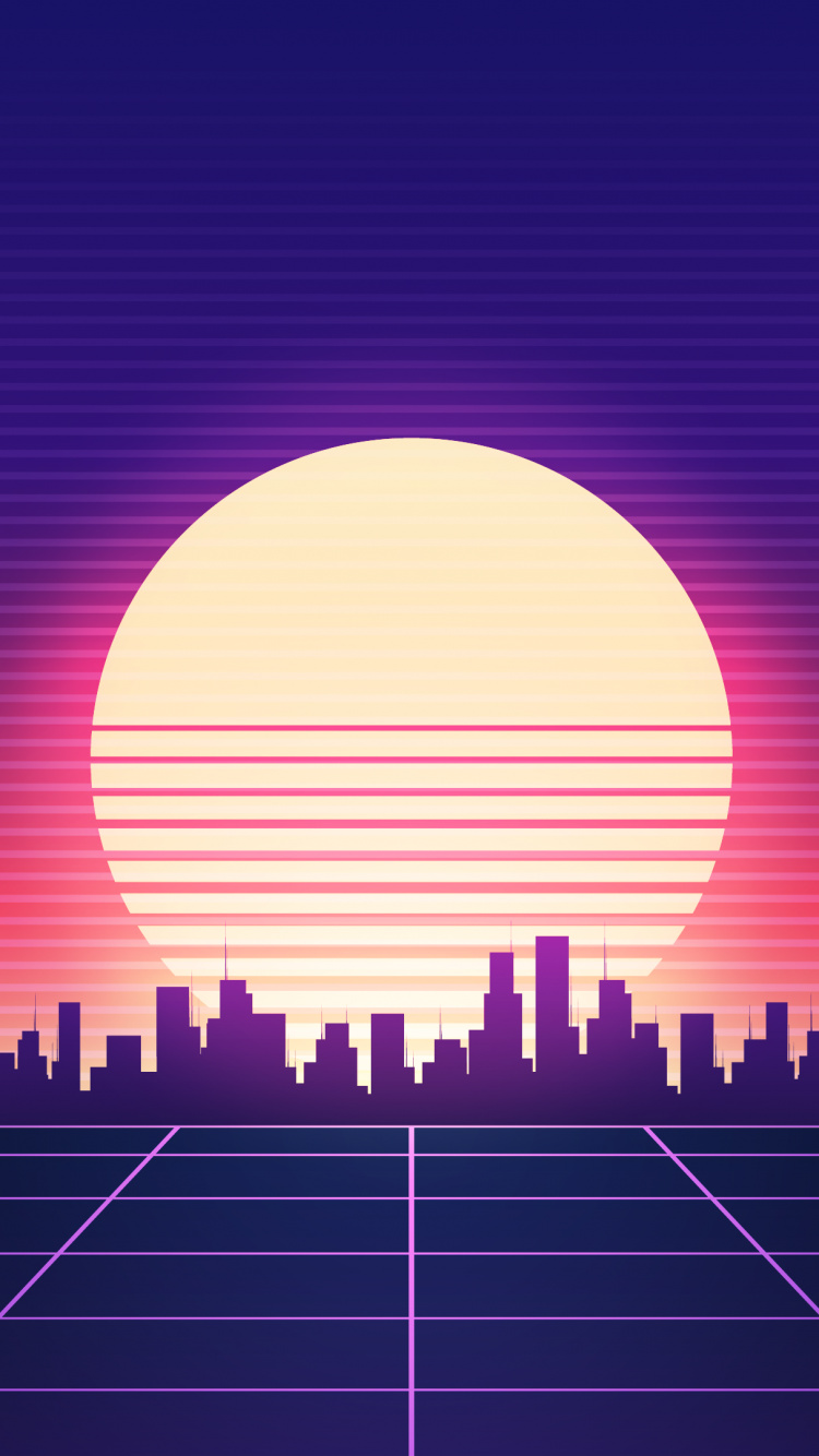 Synthwave, Art, Atmosphère, Orange, Éclairage. Wallpaper in 750x1334 Resolution