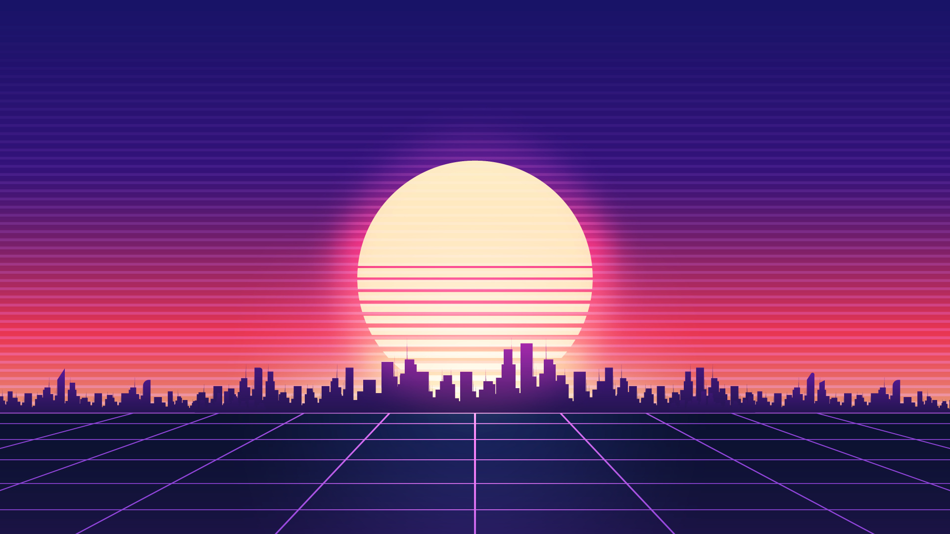 Synthwave, Kunst, Atmosphäre, Orange, Architektur. Wallpaper in 1920x1080 Resolution