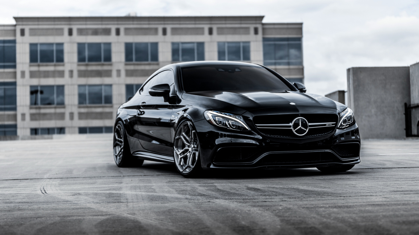 Black Mercedes Benz Coupe in a Room. Wallpaper in 1366x768 Resolution