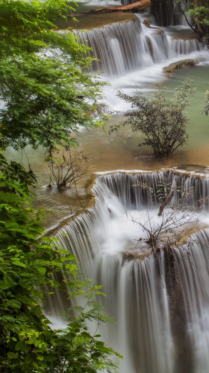 Waterfalls in Forest During Daytime. Wallpaper in 720x1280 Resolution