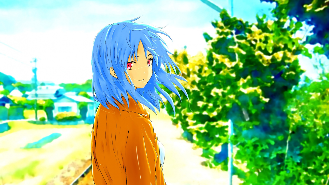 Femme Aux Cheveux Bleus en Robe Marron Debout Sur la Route Pendant la Journée. Wallpaper in 1366x768 Resolution