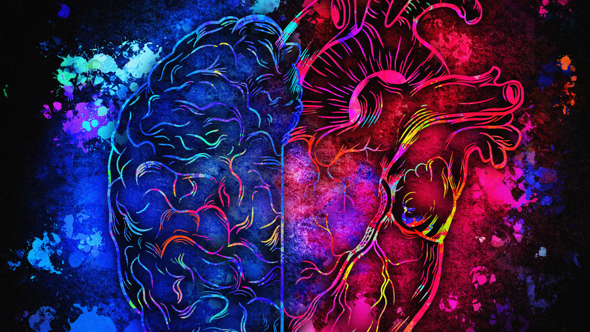 Cerebro y Corazón de Neón, Cerebro, Coraz, Arte, Neurociencia. Wallpaper in 1920x1080 Resolution