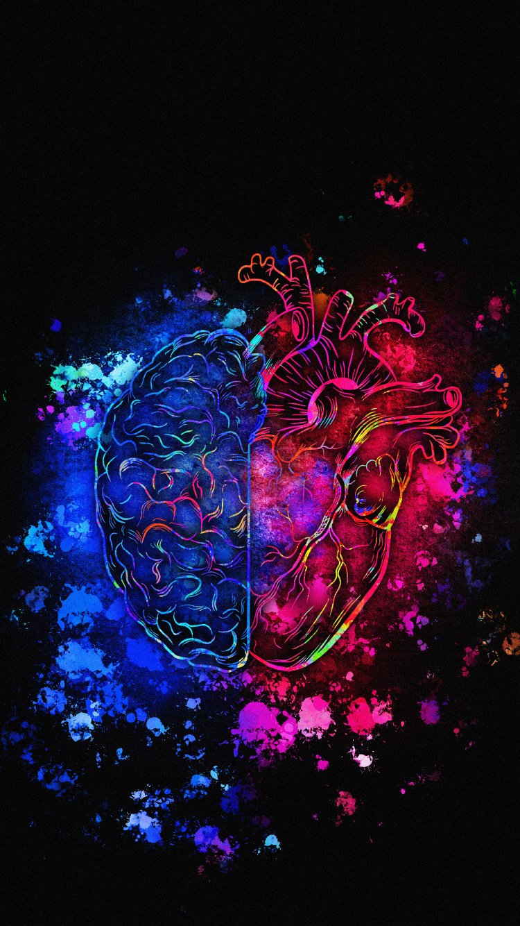 Cerebro y Corazón de Neón, Cerebro, Coraz, Arte, Neurociencia. Wallpaper in 750x1334 Resolution