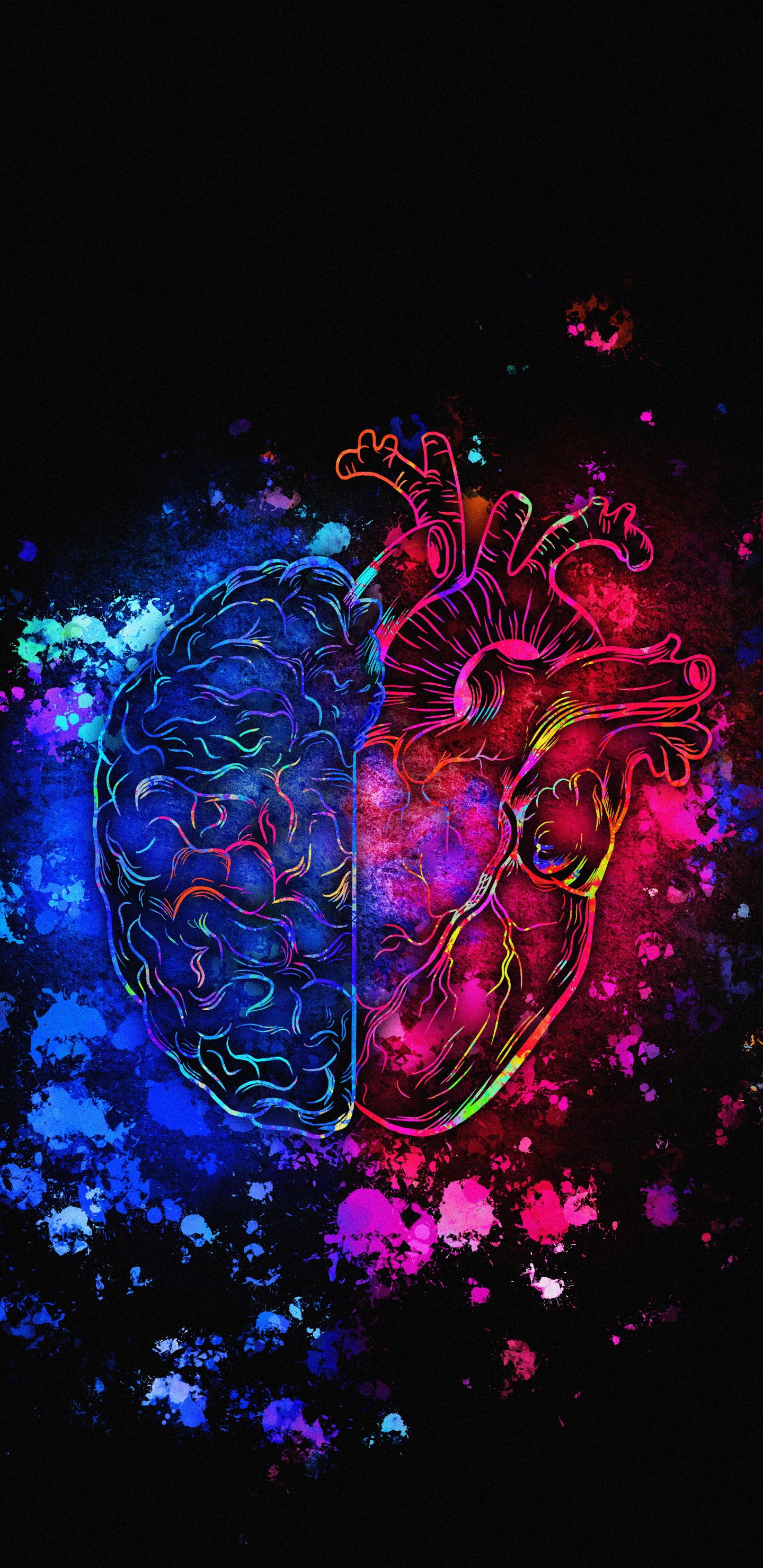 心脏, 艺术, 图形设计, 电蓝色的, 圆圈 壁纸 1440x2960 允许