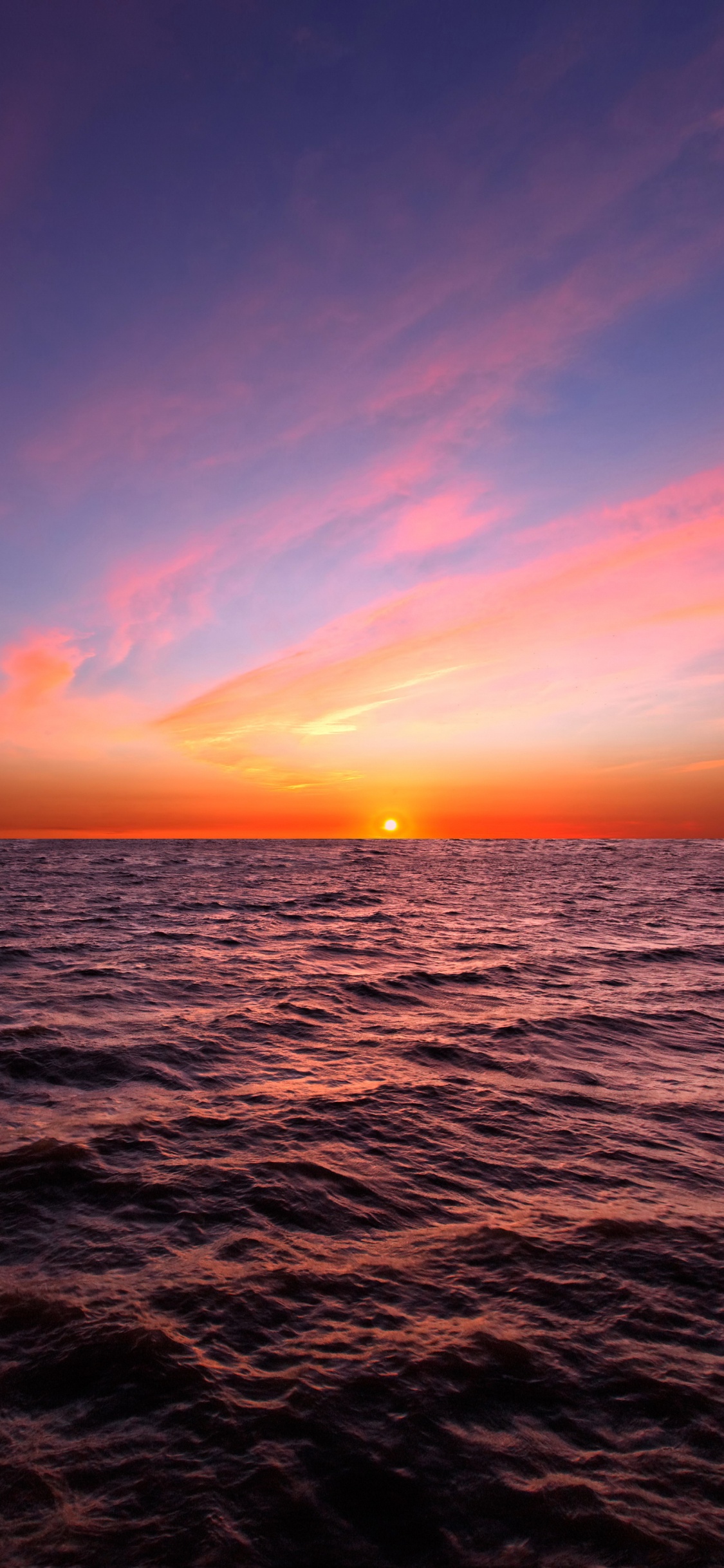 日落, 地平线, 大海, 海洋, 日出 壁纸 1125x2436 允许