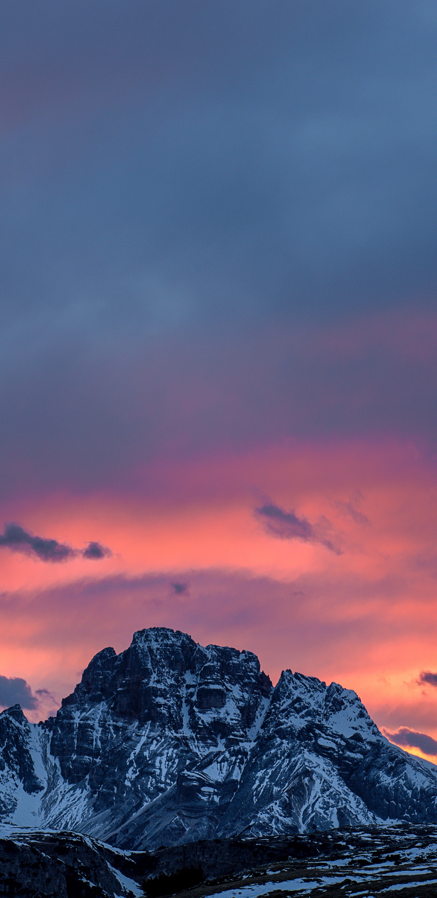 Cloud, Afterglow, Bergigen Landschaftsformen, Natur, Bergkette. Wallpaper in 1440x2960 Resolution