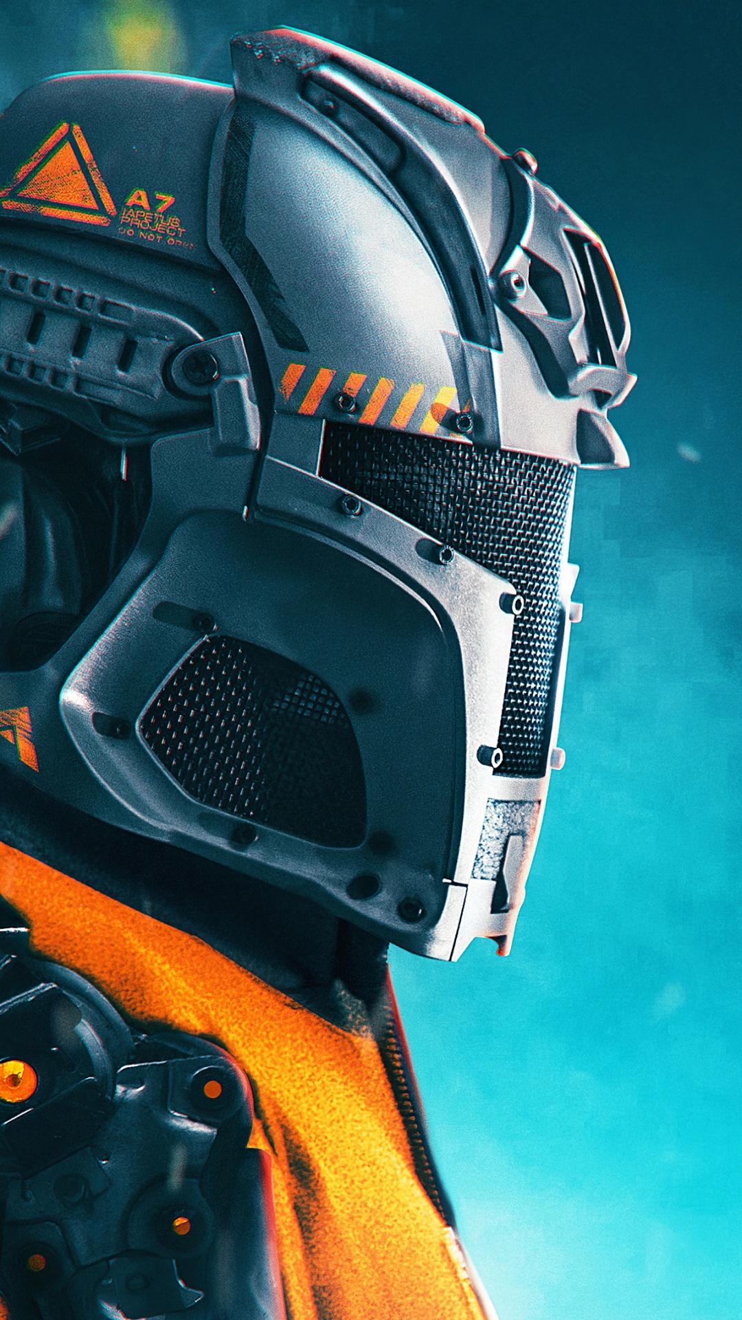 Black and Orange Helmet on Orange and Black Textile. Wallpaper in 1080x1920 Resolution