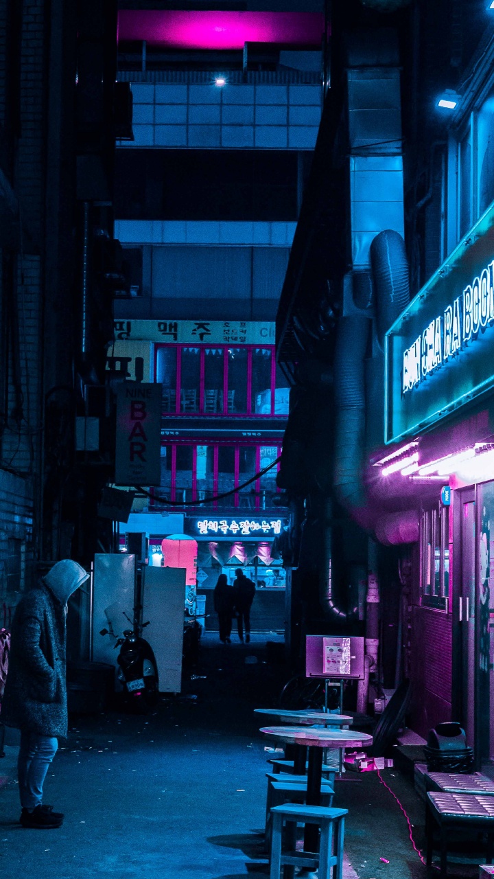 Grayscale Photo of People Walking on Street During Nighttime. Wallpaper in 720x1280 Resolution