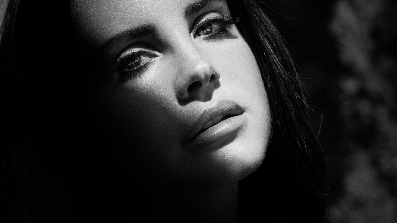 Lana Del Rey, Schwarz, Schönheit, Augenbraue, Nase. Wallpaper in 1366x768 Resolution