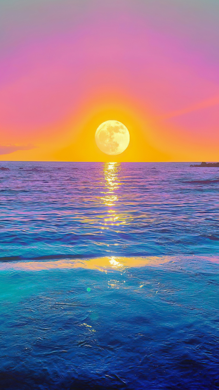 Sea, Water, Atmosphere, Afterglow, Ecoregion. Wallpaper in 750x1334 Resolution