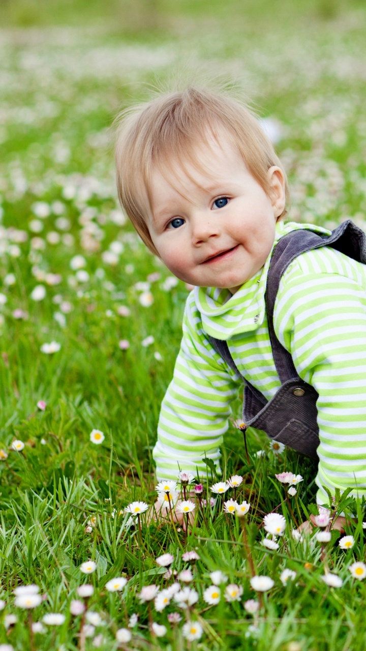 Infant, Meadow, Child, Spring, Nature. Wallpaper in 720x1280 Resolution
