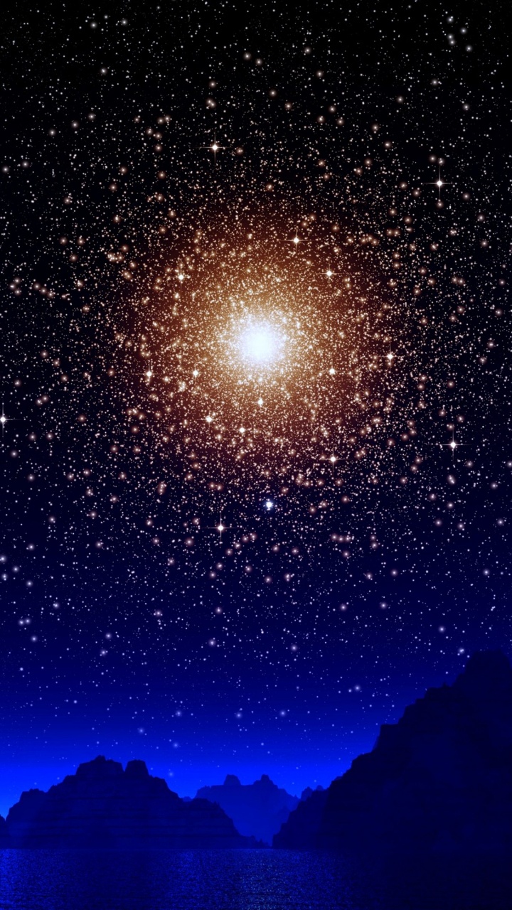 Silhouette of Mountain Under Blue Sky During Night Time. Wallpaper in 720x1280 Resolution