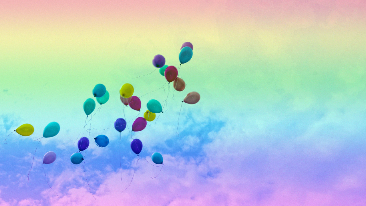 Blue and Green Balloons Under Blue Sky During Daytime. Wallpaper in 1280x720 Resolution