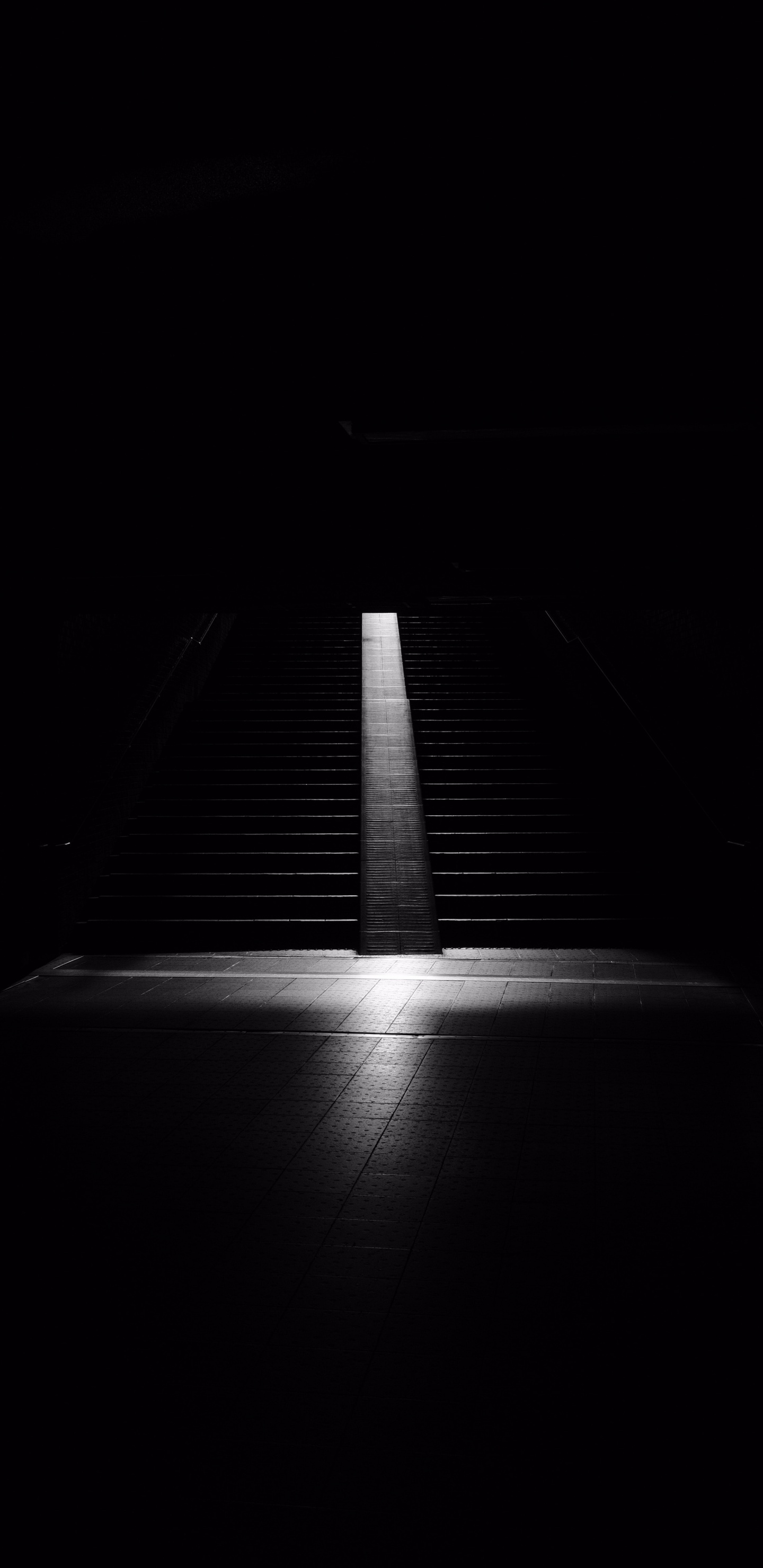 Grayscale Photo of Stairs With no People. Wallpaper in 1440x2960 Resolution