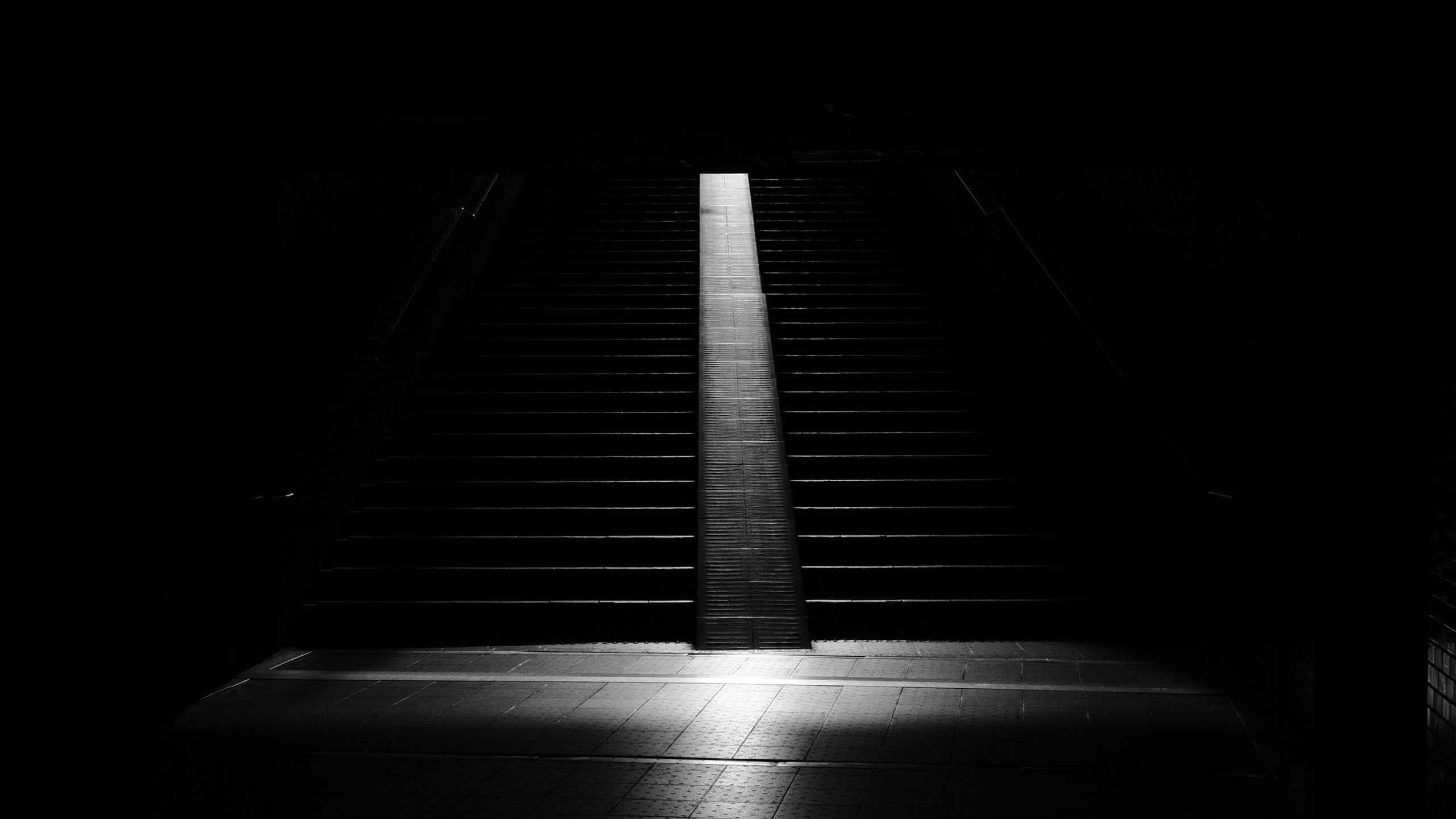 Photo en Niveaux de Gris D'escaliers Sans Personne. Wallpaper in 2560x1440 Resolution