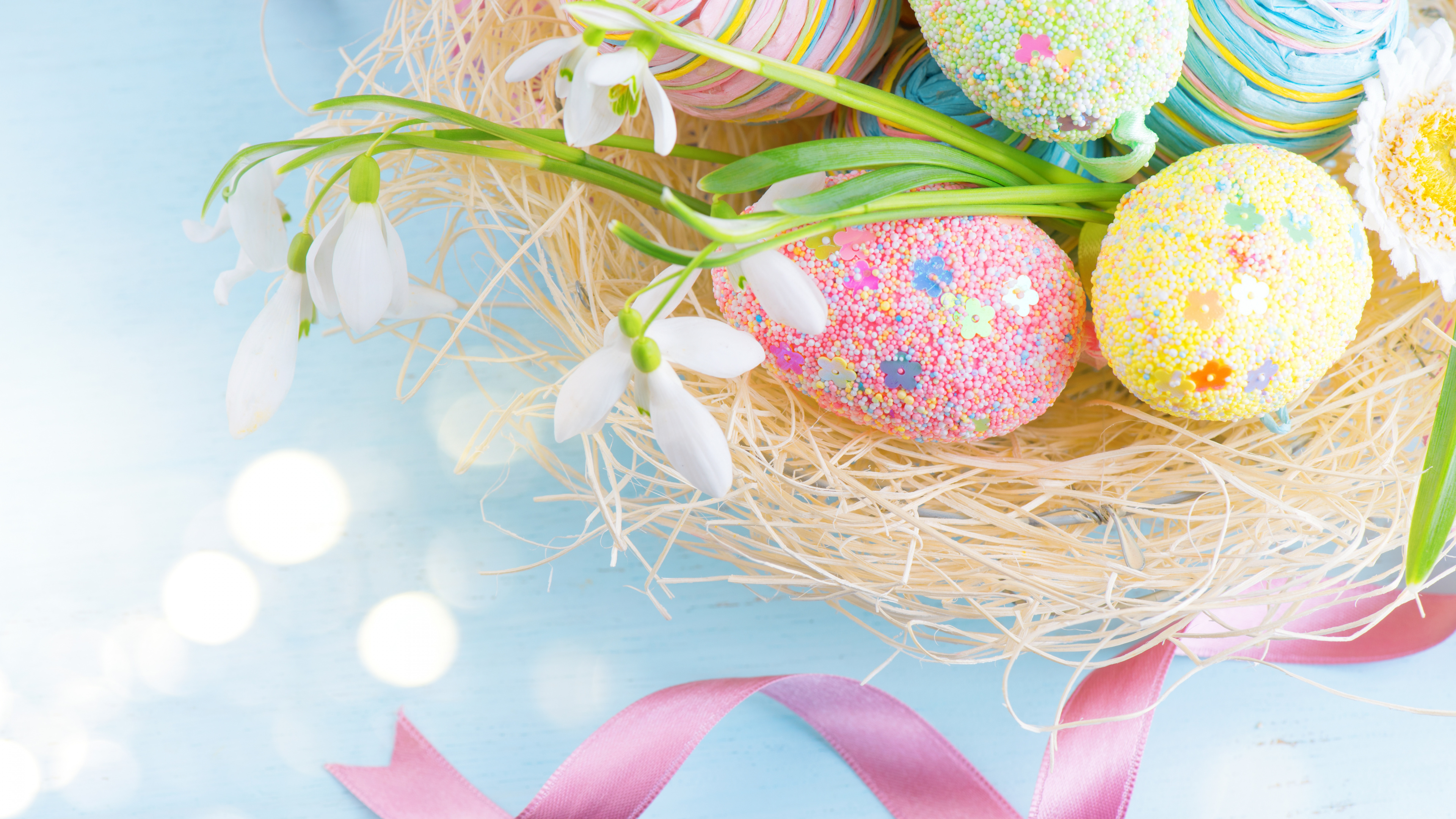 Osterei, Ostern, Ei, Schneeglöckchen, Huhn. Wallpaper in 3840x2160 Resolution