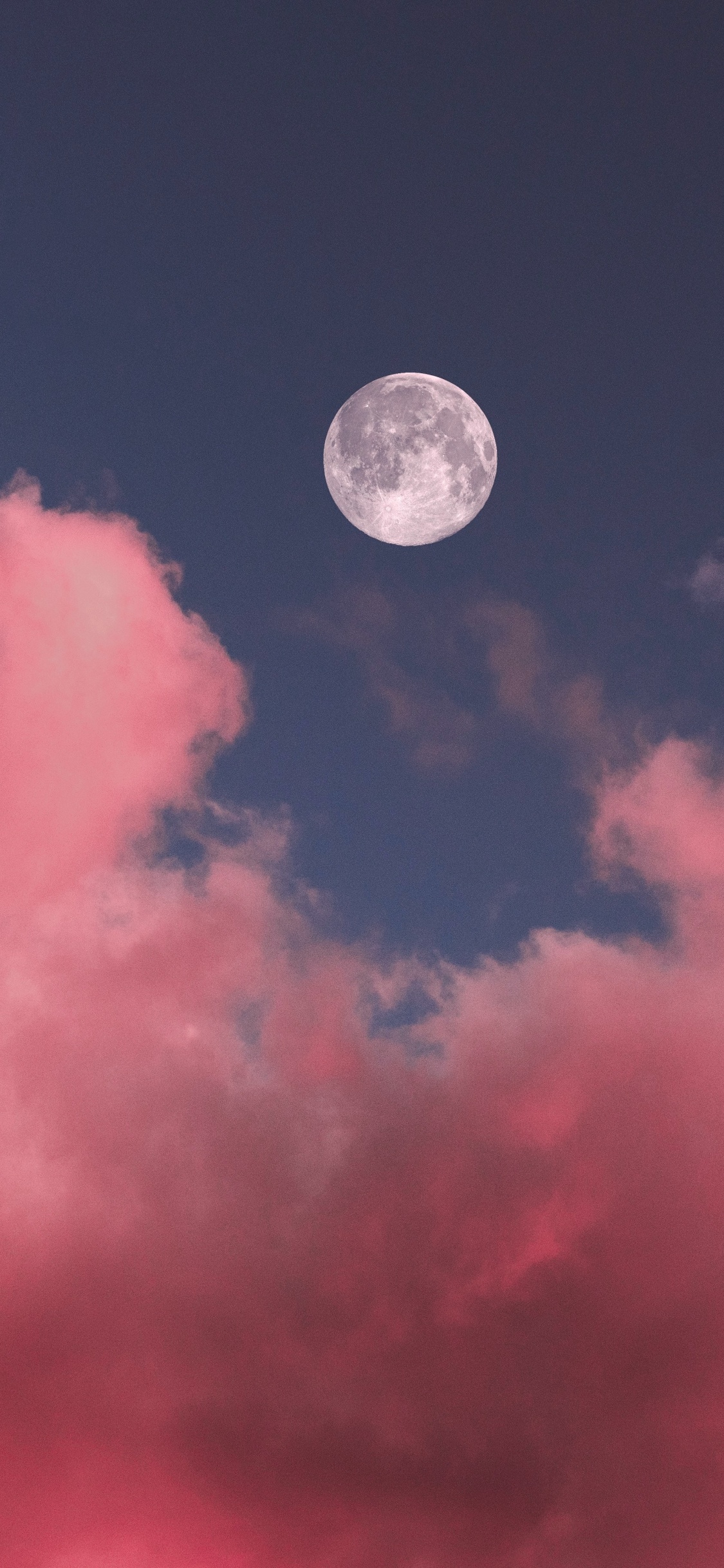 Cielo de la Noche, Luna, Luna Llena, Rosa, Evento Celestial. Wallpaper in 1125x2436 Resolution