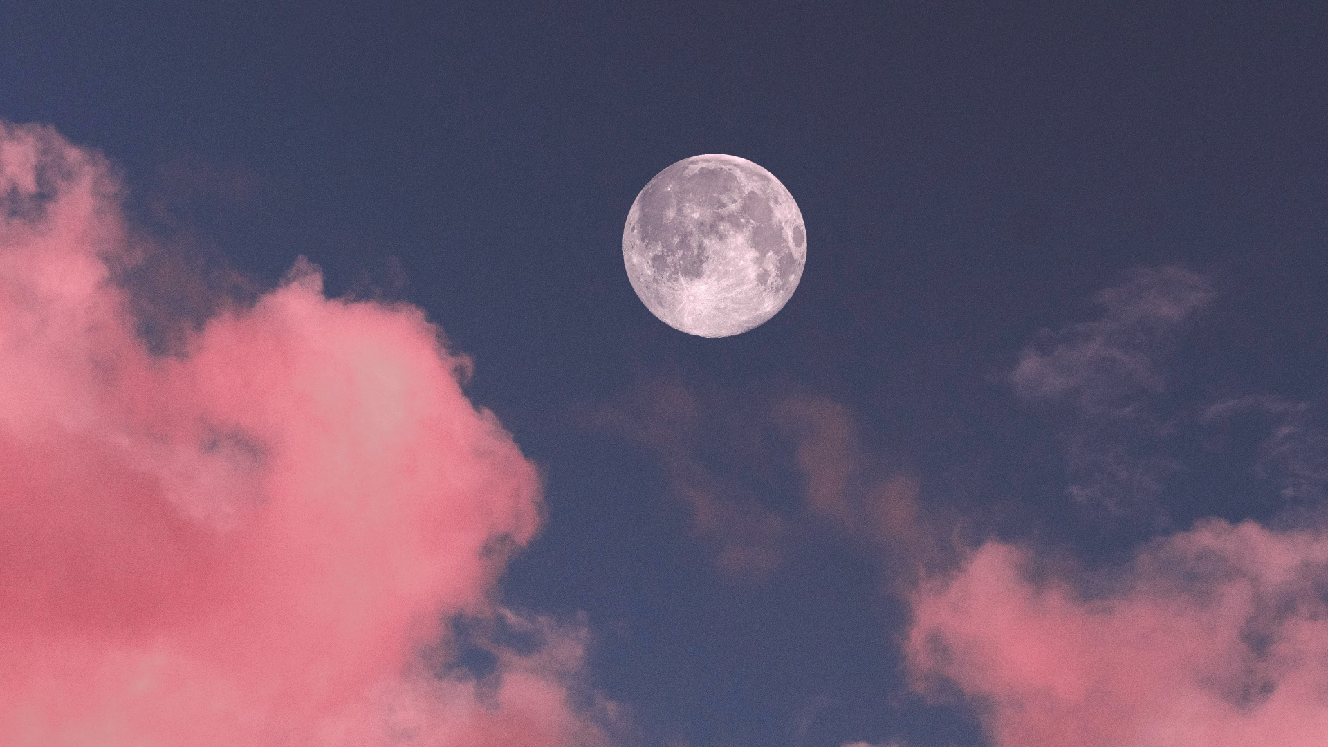 Cielo de la Noche, Luna, Luna Llena, Rosa, Evento Celestial. Wallpaper in 1920x1080 Resolution