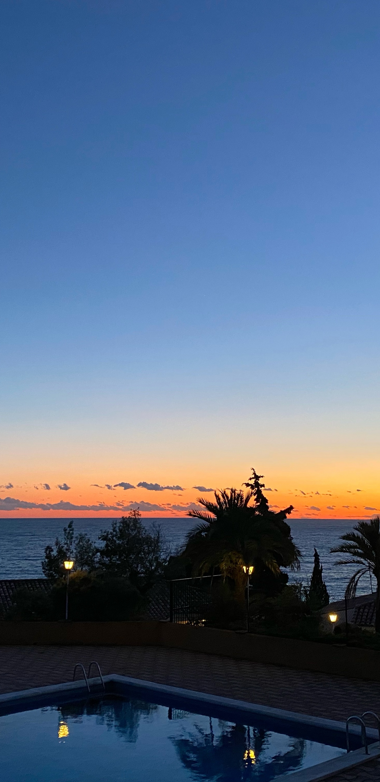 Palm Trees, Water, Real Estate, Dusk, Sunset. Wallpaper in 1440x2960 Resolution