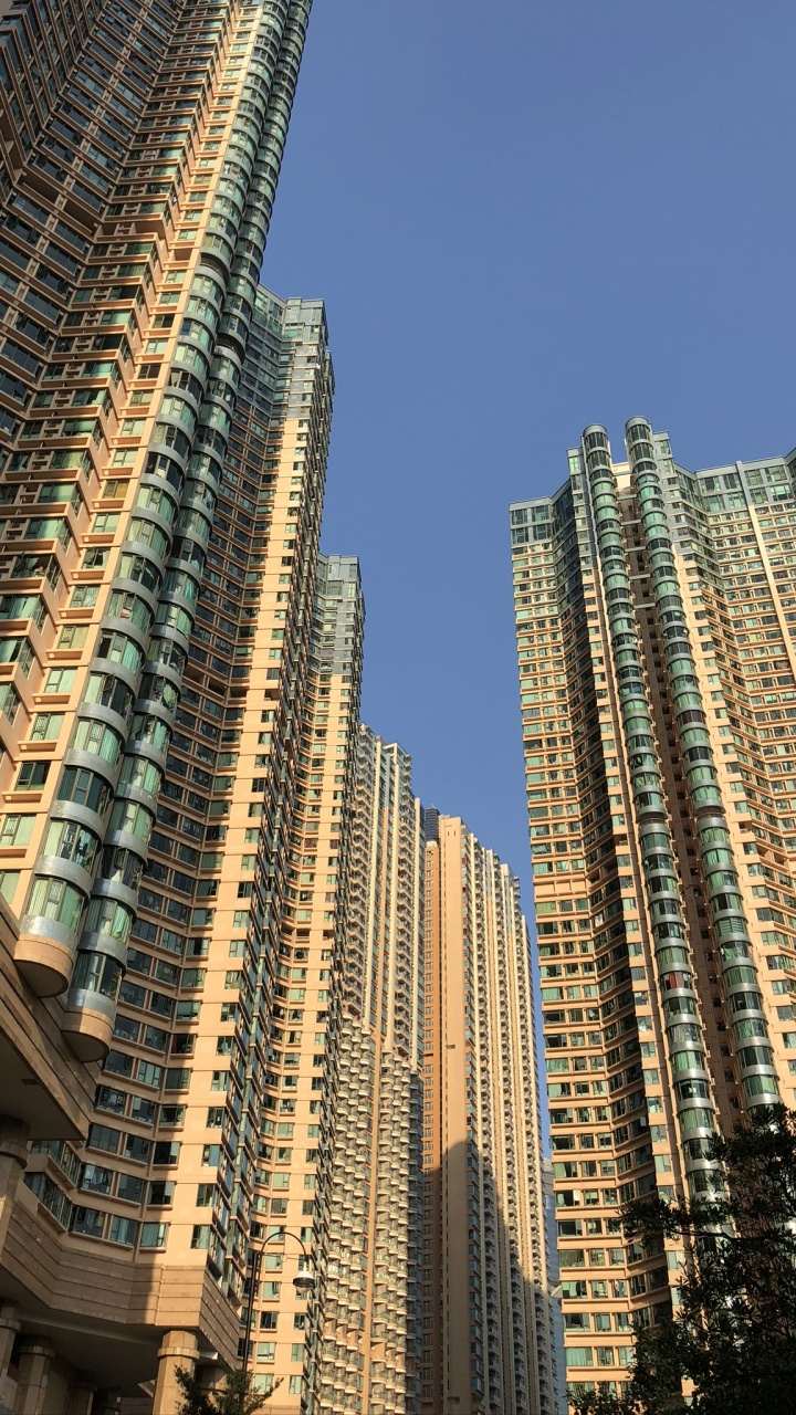 Hong Kong, Ventana, Torre de Bloques, Azul, Arquitectura. Wallpaper in 720x1280 Resolution