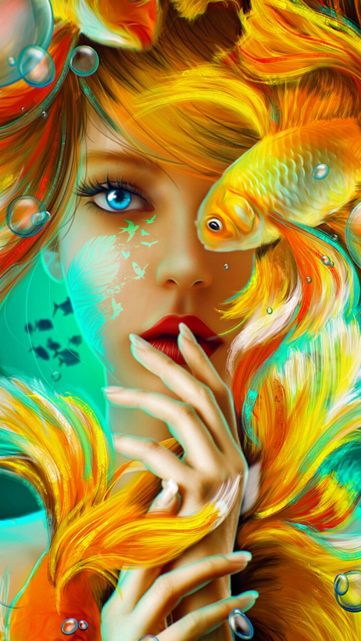 Moderne Kunst, Kunst, Malerei, Digitale Kunst, Portrait. Wallpaper in 720x1280 Resolution