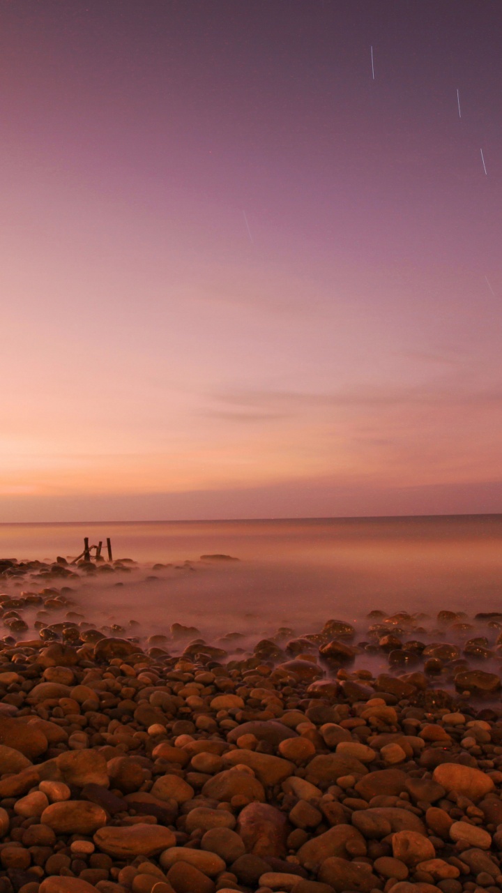 Wasser, Gewässer, Nacht, Natur, Küste. Wallpaper in 720x1280 Resolution