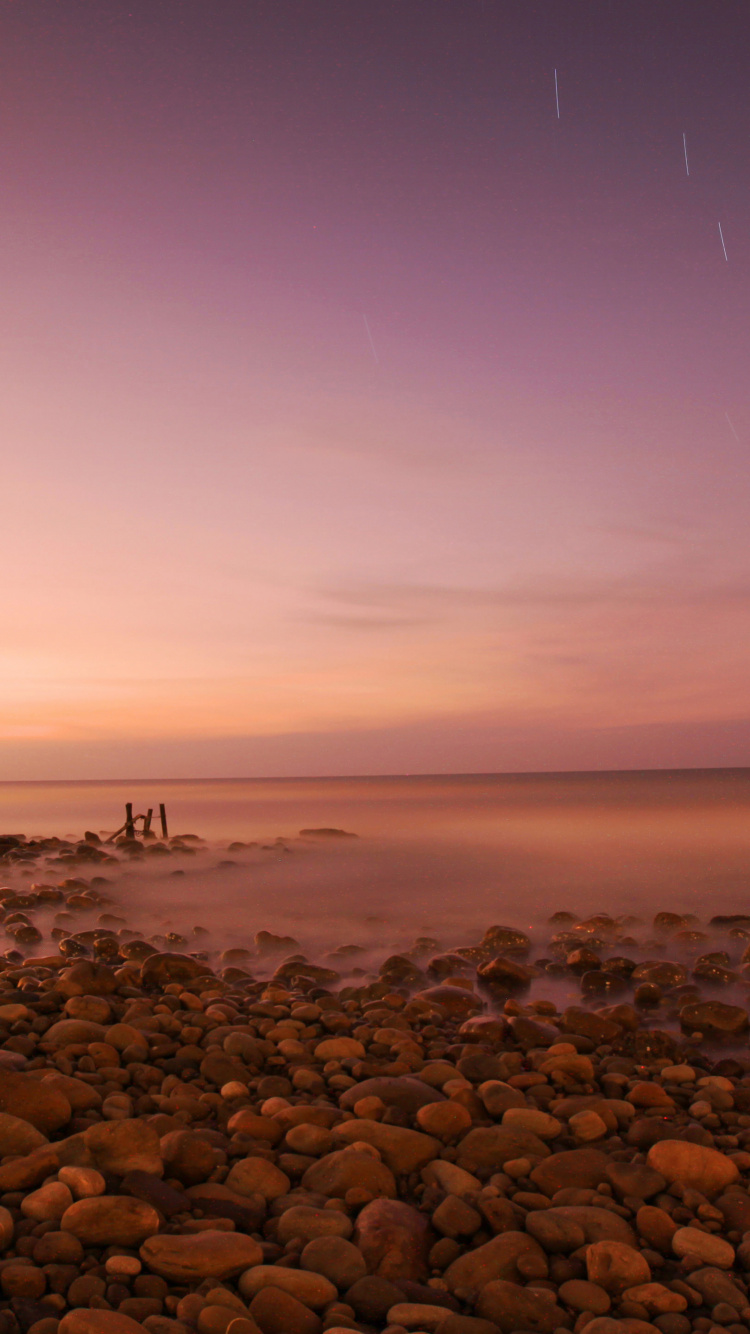 Water, Body of Water, Night, Nature, Coast. Wallpaper in 750x1334 Resolution