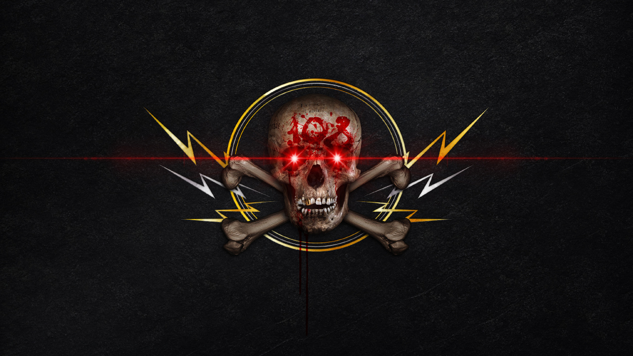 Red and White Skull With Light. Wallpaper in 1280x720 Resolution