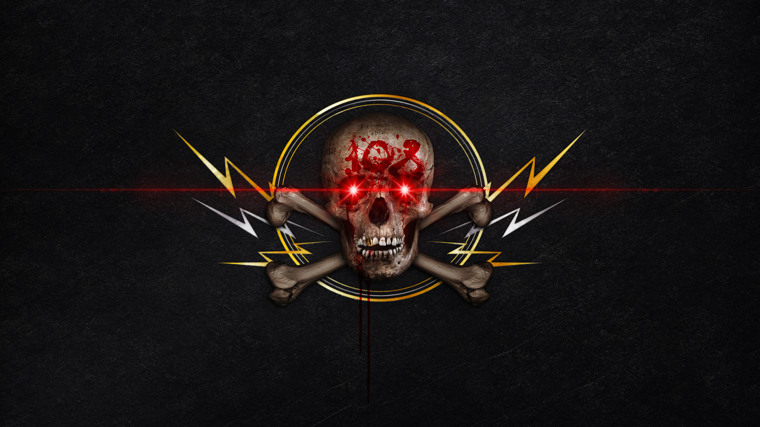 Red and White Skull With Light. Wallpaper in 2560x1440 Resolution