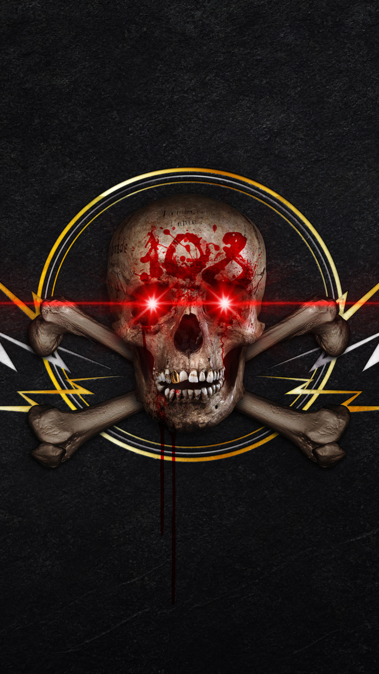 Red and White Skull With Light. Wallpaper in 750x1334 Resolution