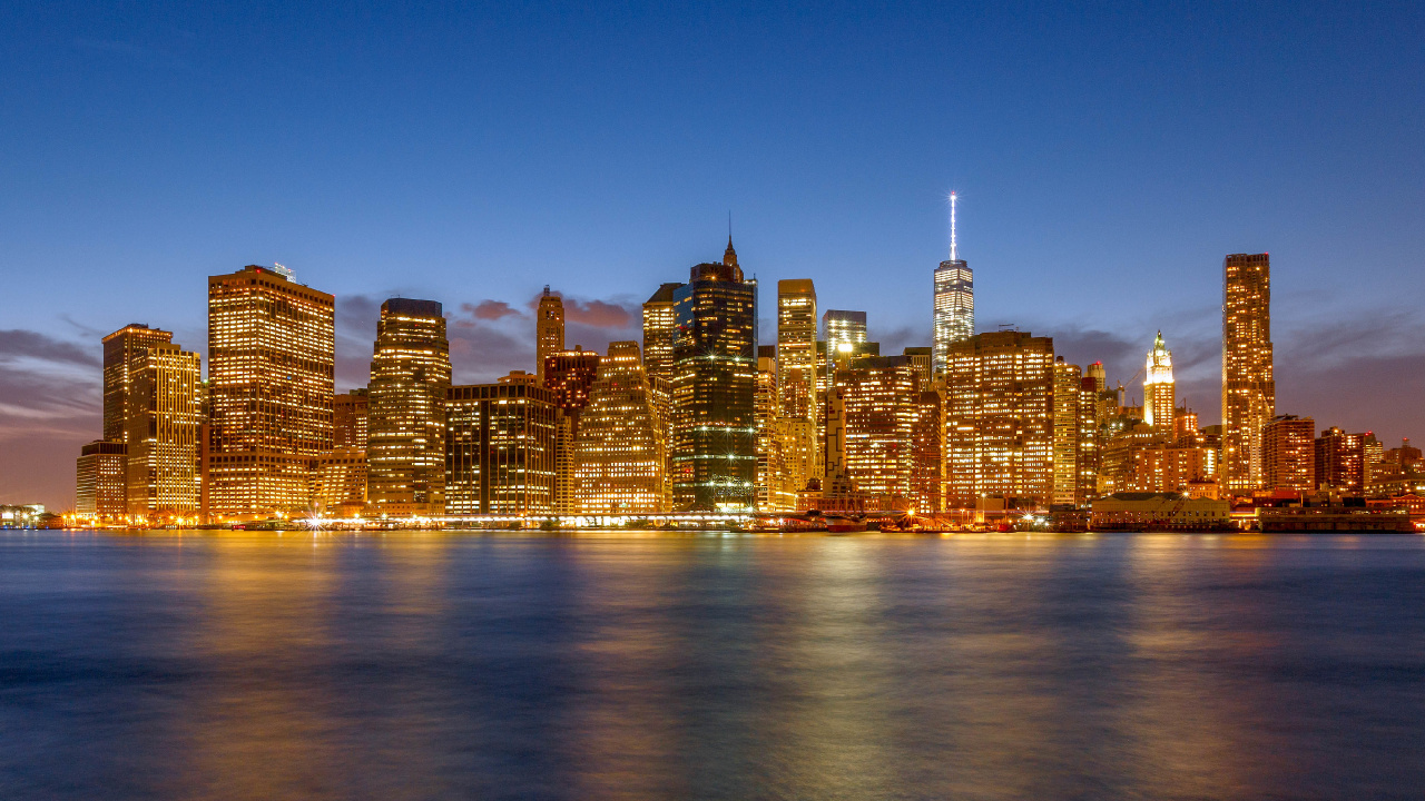 Horizon de la Ville Pendant la Nuit. Wallpaper in 1280x720 Resolution