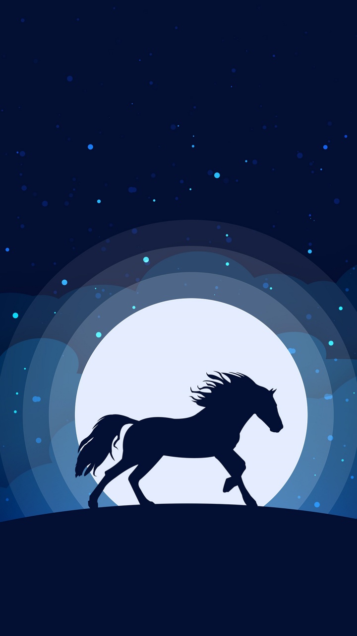Silhouette of Man Riding Horse Under Blue Sky During Night Time. Wallpaper in 720x1280 Resolution
