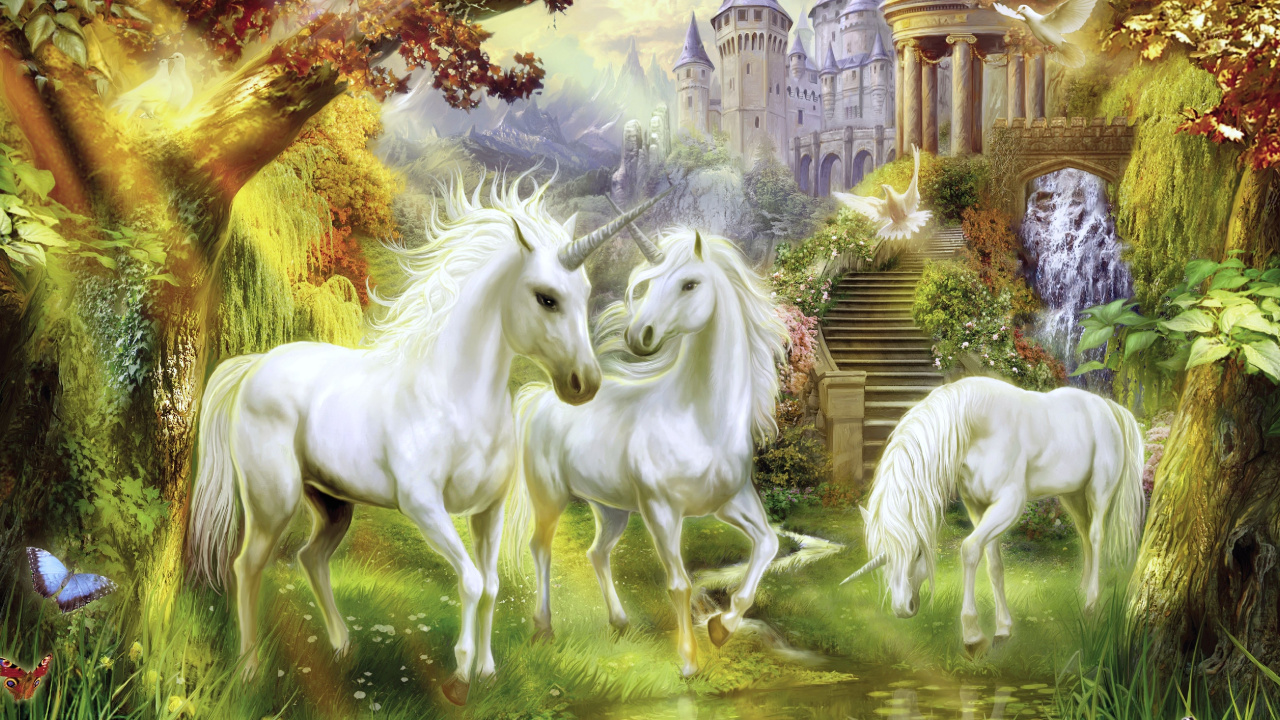 Pintura de Caballo Blanco y Caballo Blanco. Wallpaper in 1280x720 Resolution