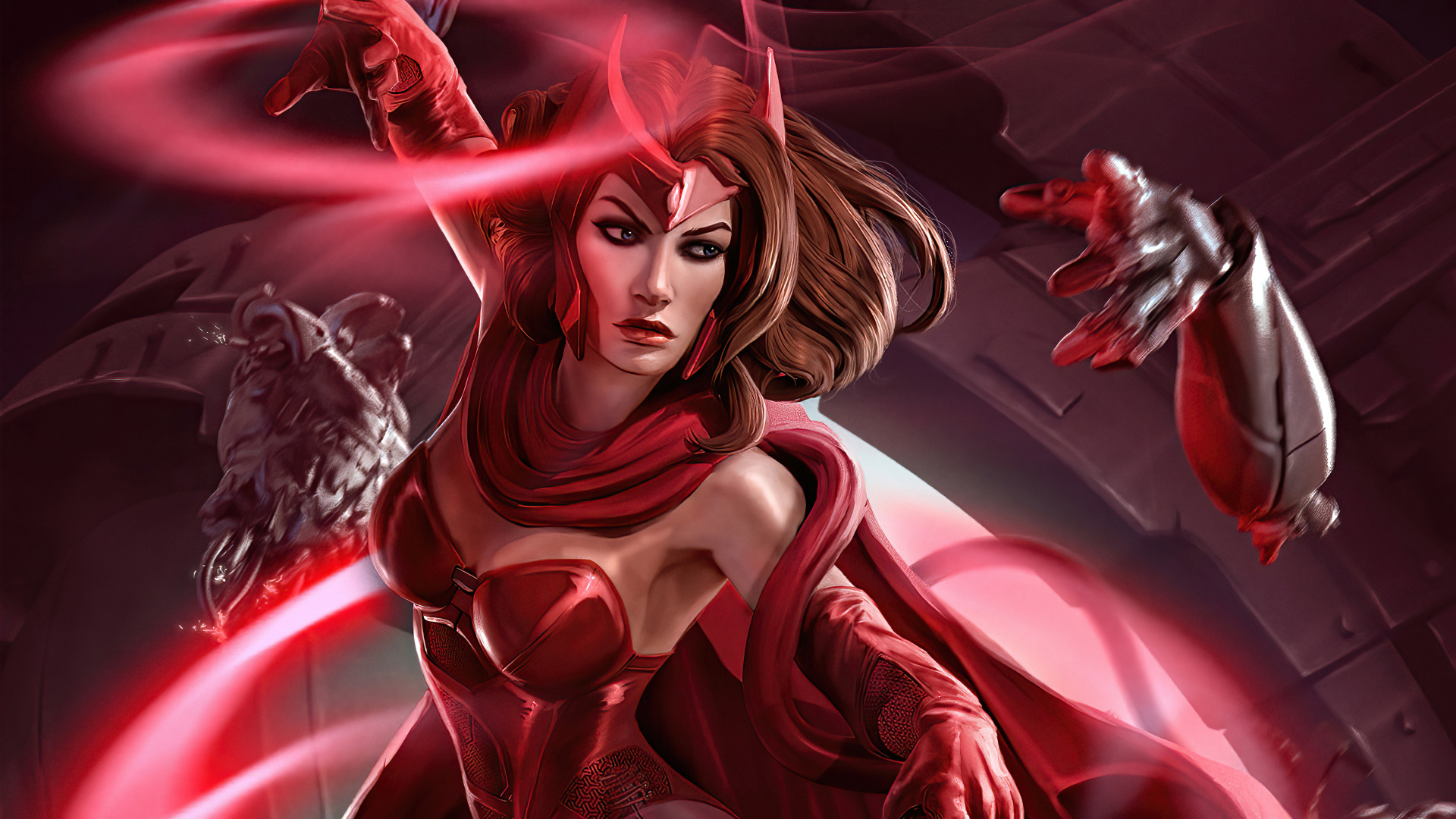 Scarlet Witch, Marvel Scarlet Witch Art, Wanda Maximoff, Hulk, Vision. Wallpaper in 1920x1080 Resolution