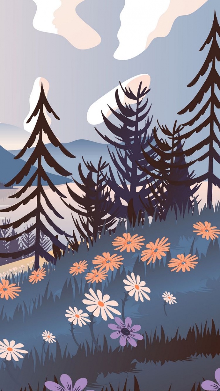 Illustration, la Peinture de Paysage, Graphisme, Esthétique, White. Wallpaper in 720x1280 Resolution