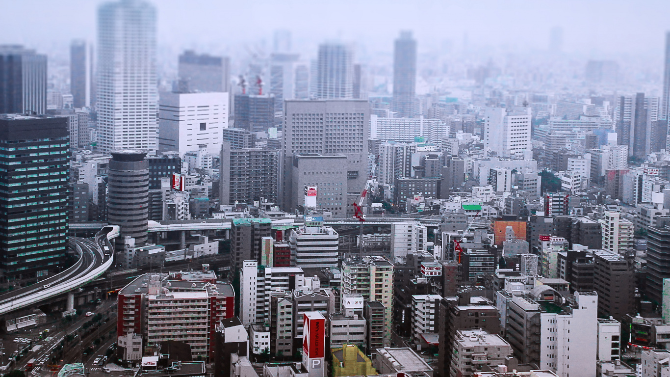 Osaka, Building, Skyscraper, Daytime, Property. Wallpaper in 1366x768 Resolution