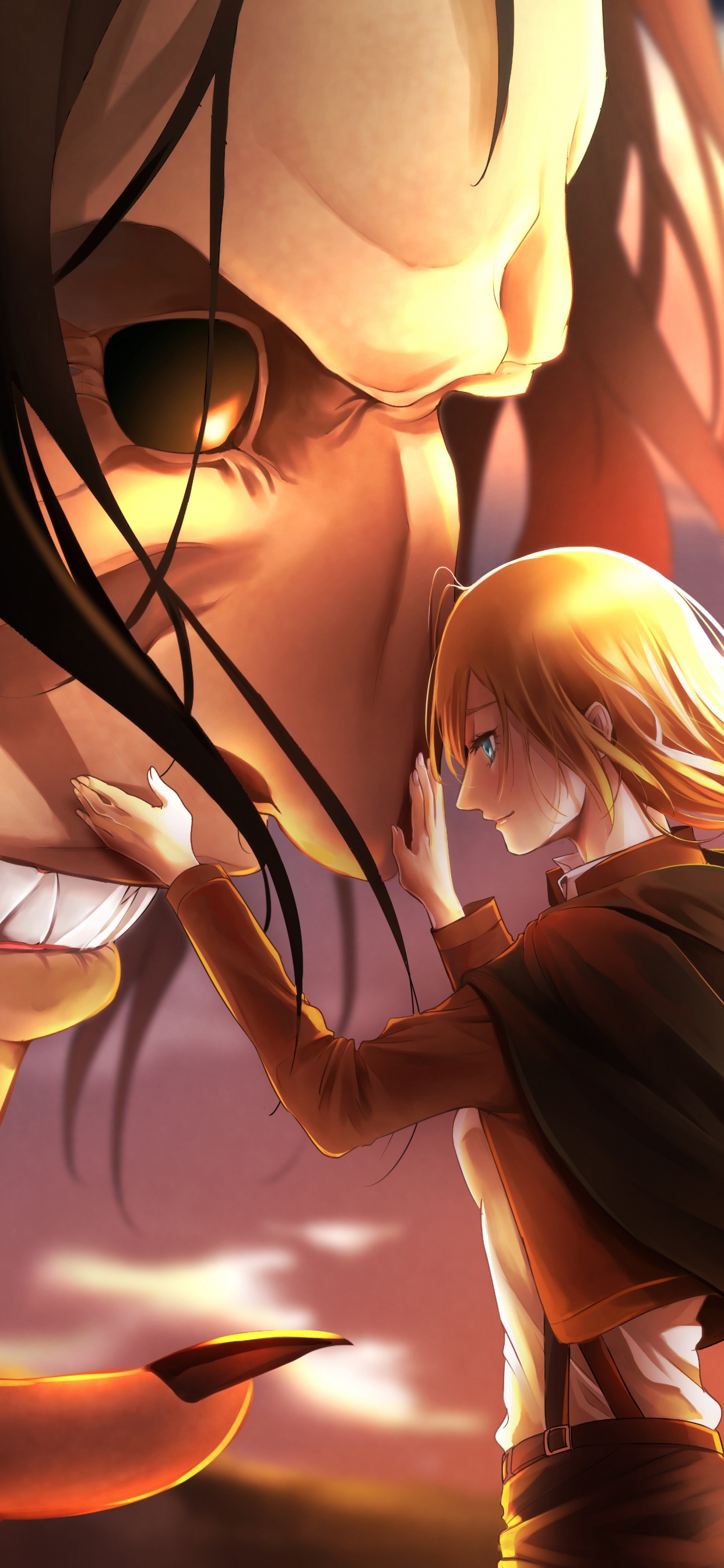 Gelbhaarige Weibliche Anime-Figur. Wallpaper in 1242x2688 Resolution