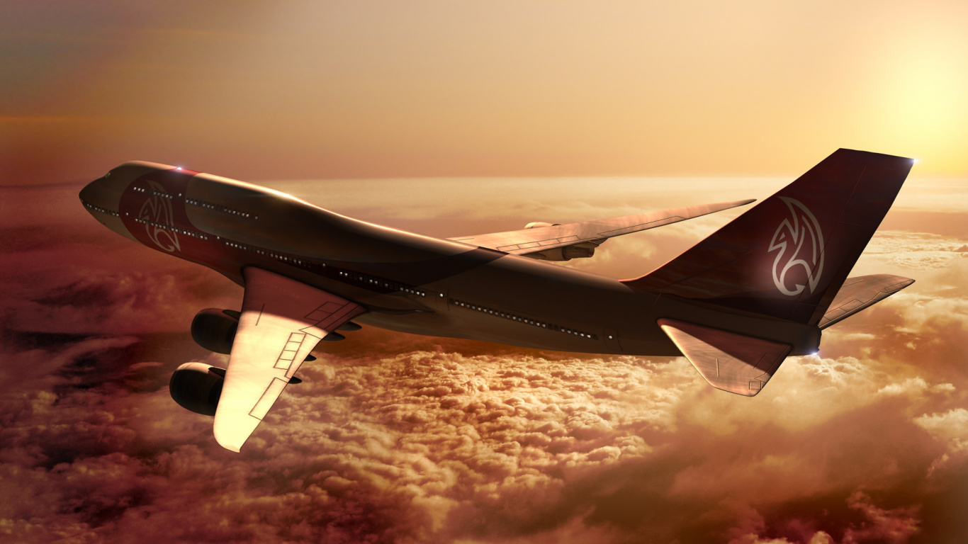 Airplane Wing Over White Clouds During Daytime. Wallpaper in 1366x768 Resolution