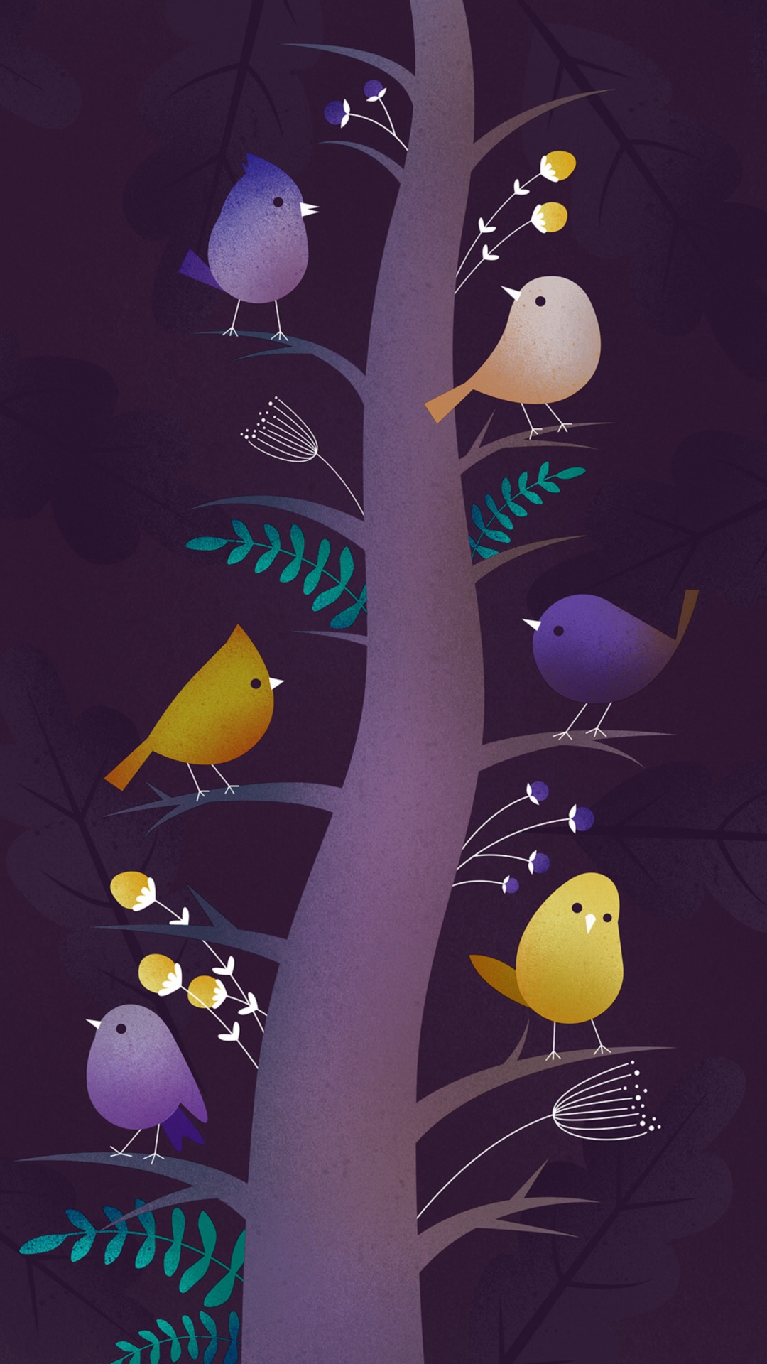 Ilustración de Flor Blanca y Amarilla. Wallpaper in 1080x1920 Resolution