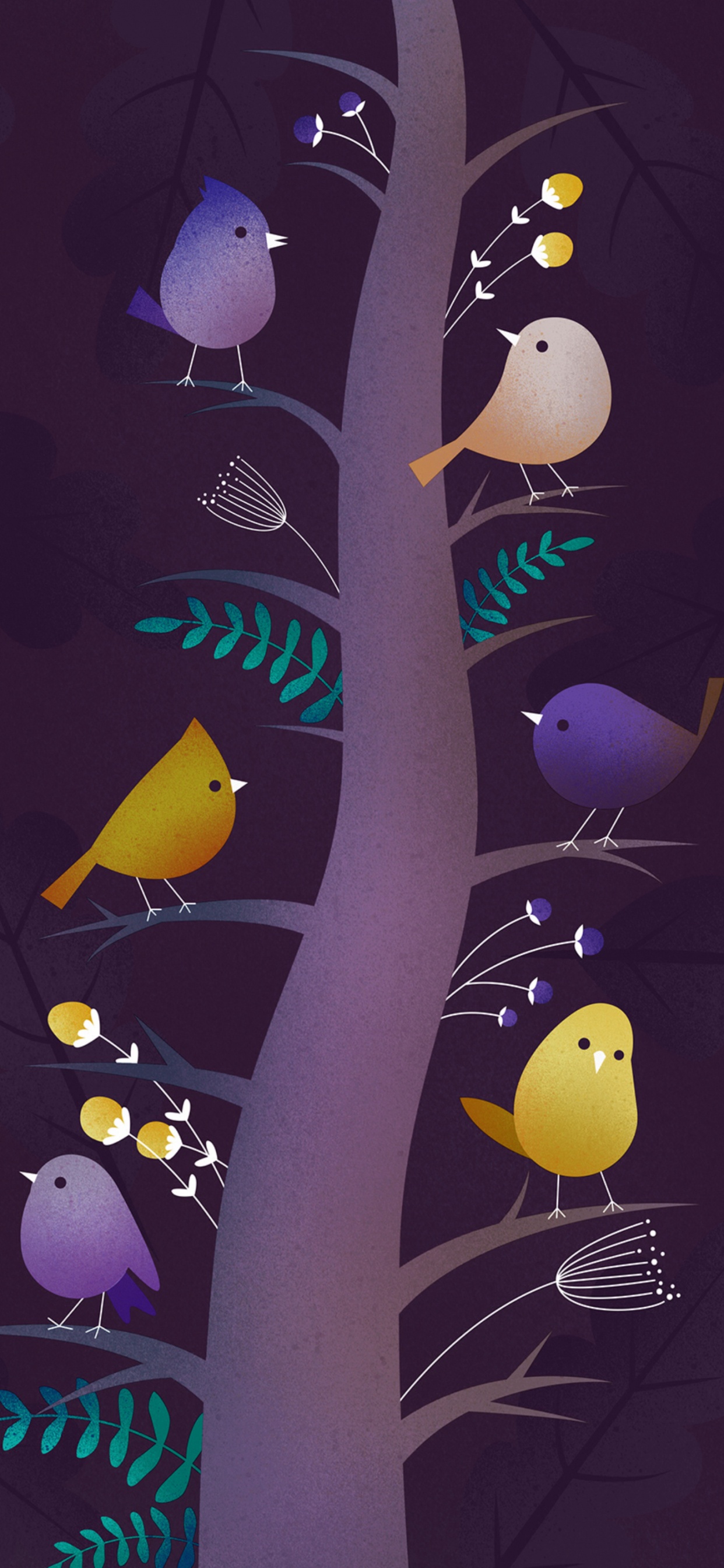 Weiße Und Gelbe Blumenillustration. Wallpaper in 1242x2688 Resolution