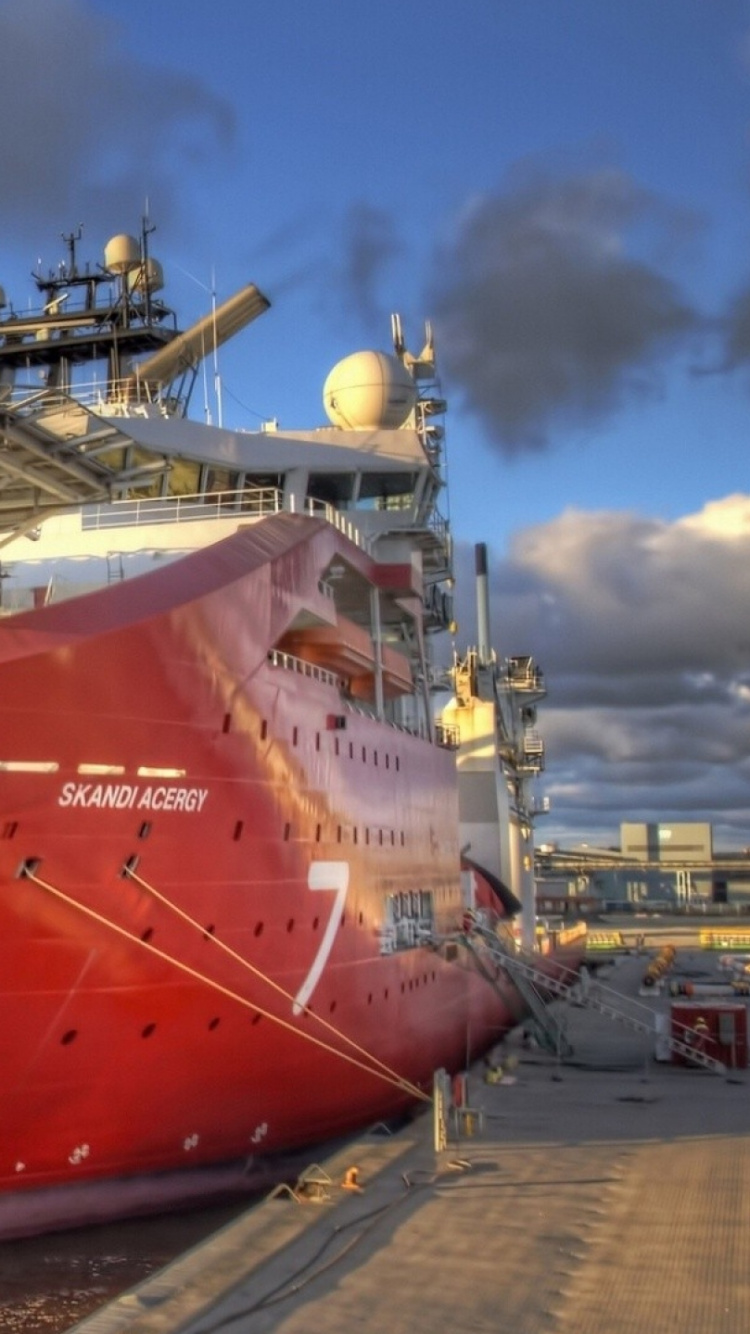 Red and White Ship on Sea During Daytime. Wallpaper in 750x1334 Resolution