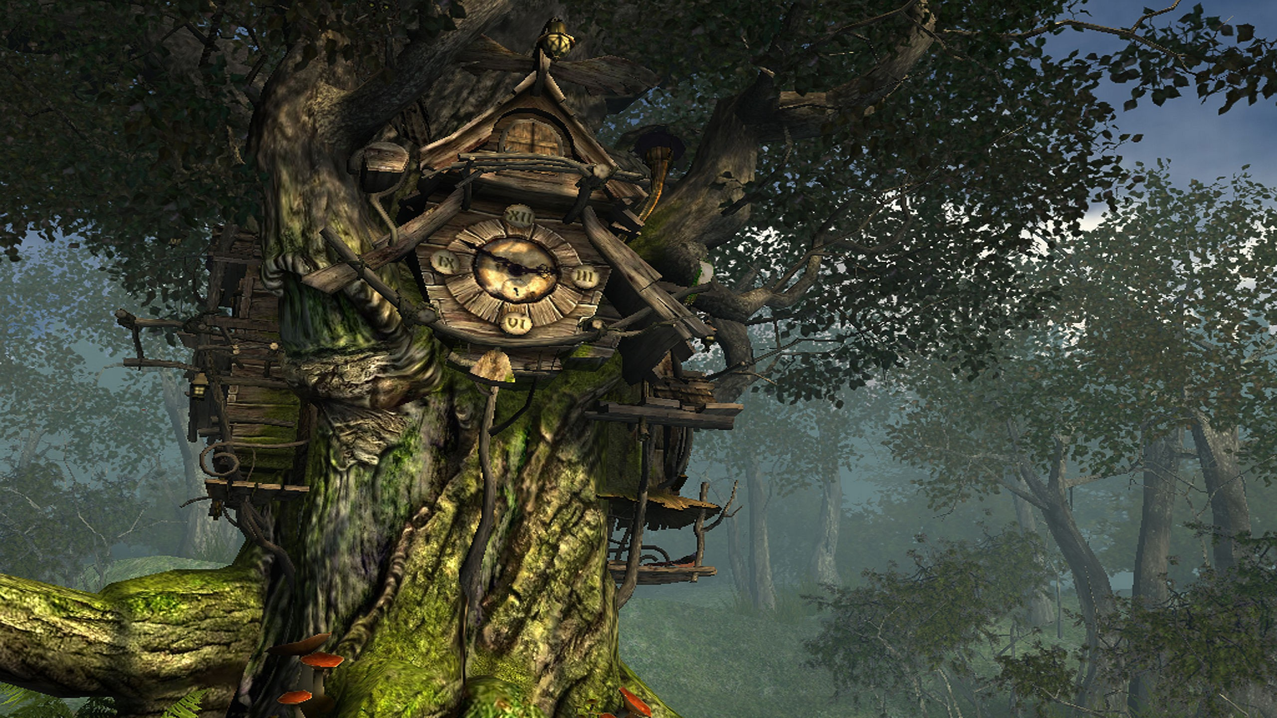 Tour en Bois Marron Sur L'herbe Verte. Wallpaper in 2560x1440 Resolution