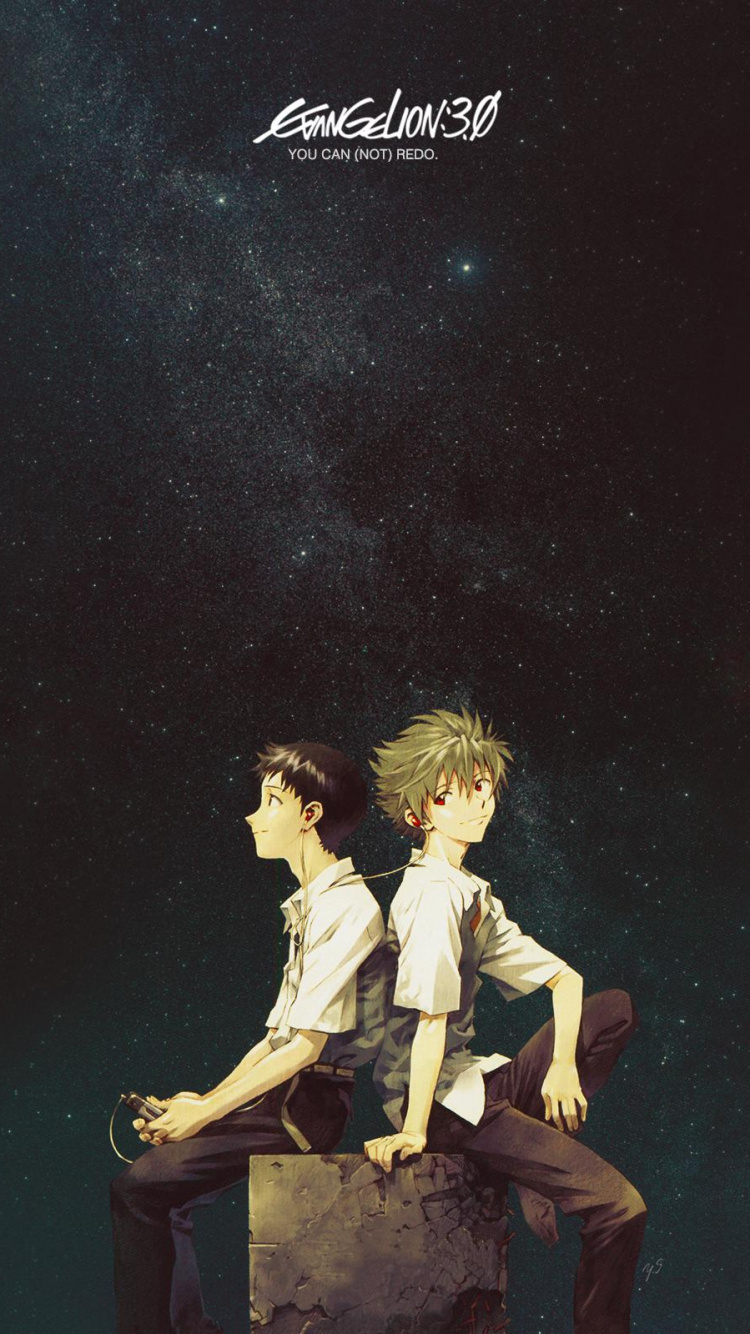 Peaceful Times Evangelion, Shinji Ikari, Rei Ayanami, Kaworu Nagisa, Bande-annonce Garons. Wallpaper in 750x1334 Resolution