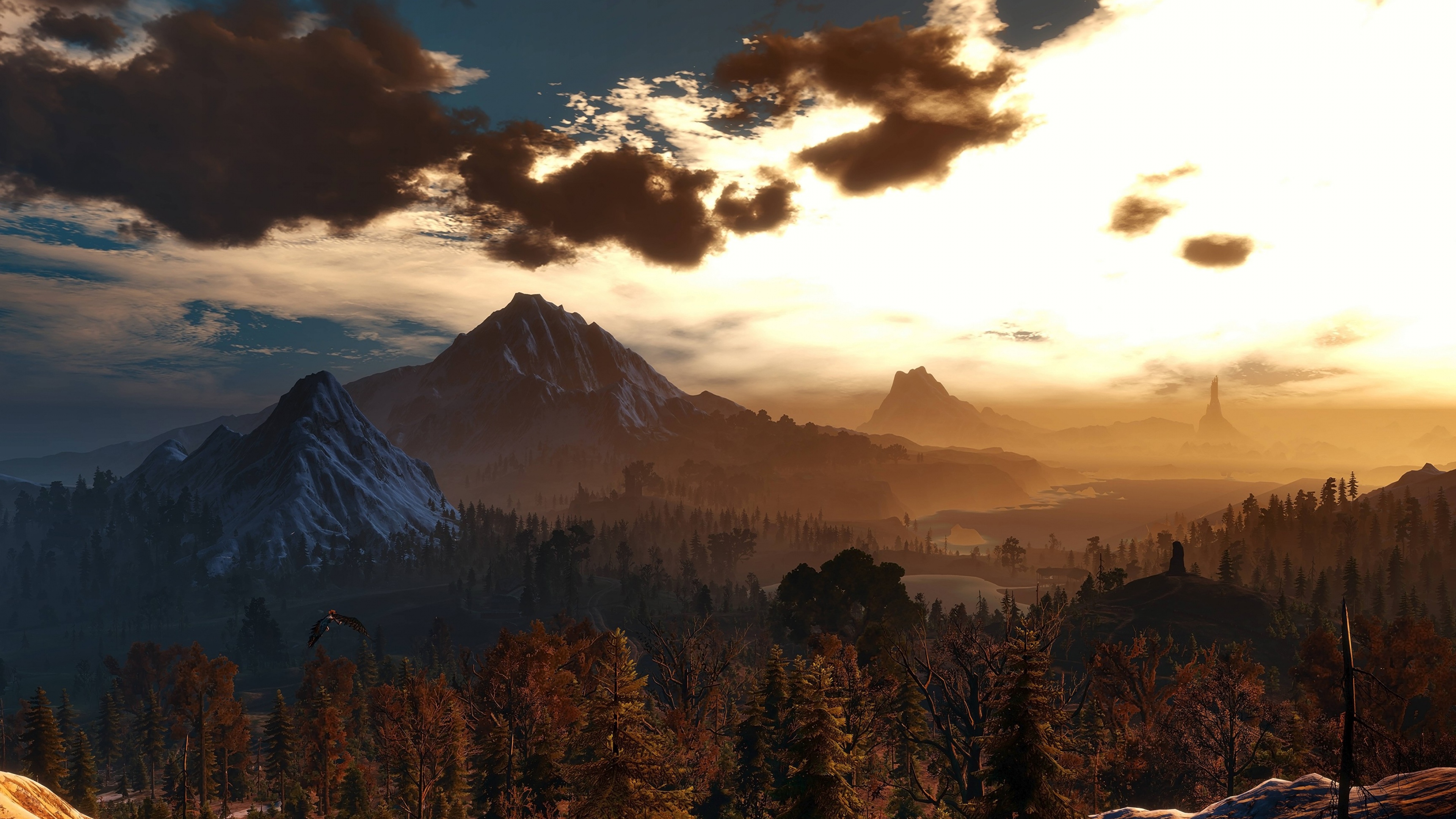 Árboles Verdes Cerca de la Montaña Bajo el Cielo Nublado Durante el Día. Wallpaper in 3840x2160 Resolution